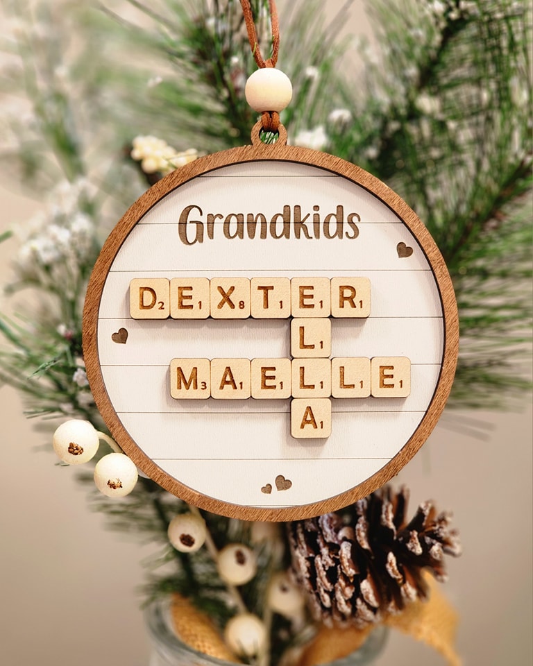 Family Scrabble Tile Ornament | Grand Parent Scrabble Tile Ornament |