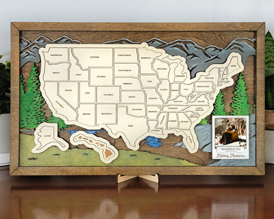 USA Custom Wooden Travel Map