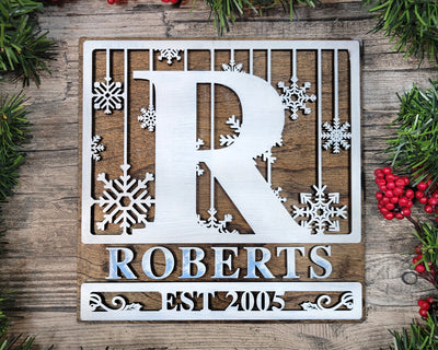 Christmas Themed Custom Wooden Monograms