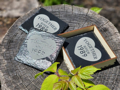 Anniversary Gift Bundle - Engraved Board & Slate Coasters