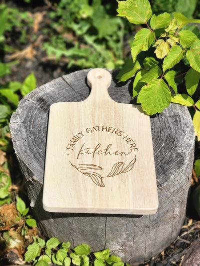 Kitchen - Family Gathers Here - Engraved Charcuterie Board