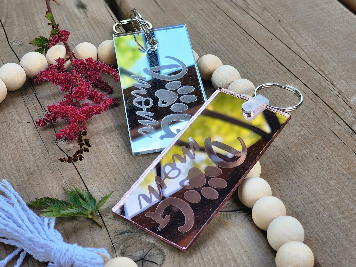 Dog Mom Mirror Acrylic Keychain