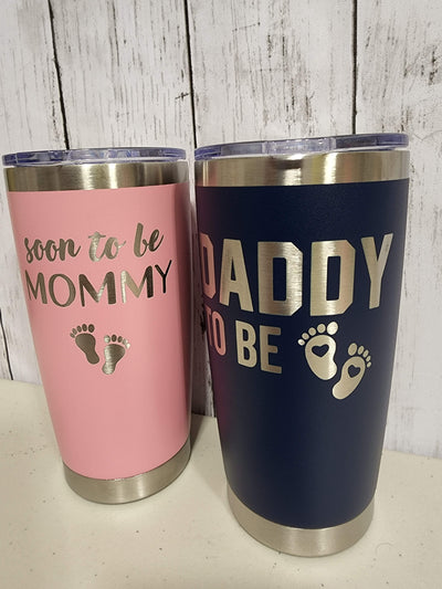 Soon To Be Daddy & Mommy Engraved Tumblers Set