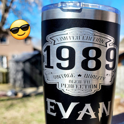 Custom 20oz Engraved Birth Year Insulated Tumbler