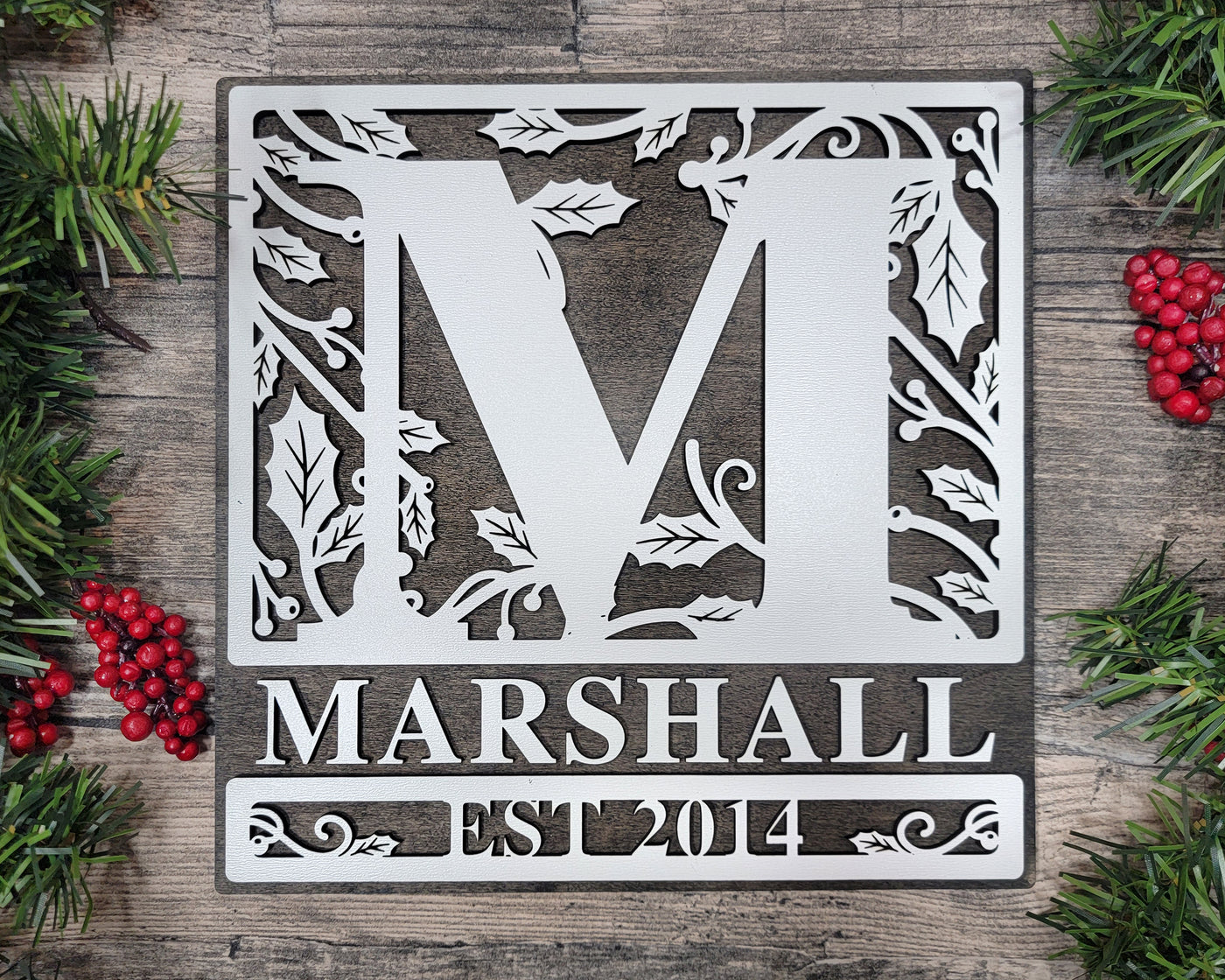 Christmas Themed Custom Wooden Monograms