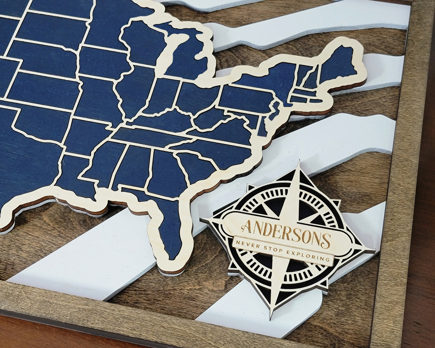 USA Custom Wooden Travel Map