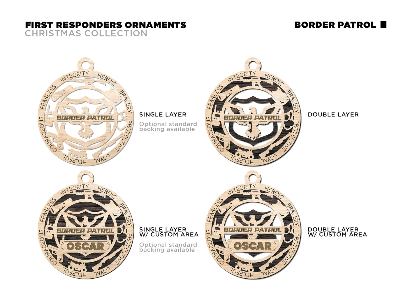 Border Patrol Custom First Responder Ornaments