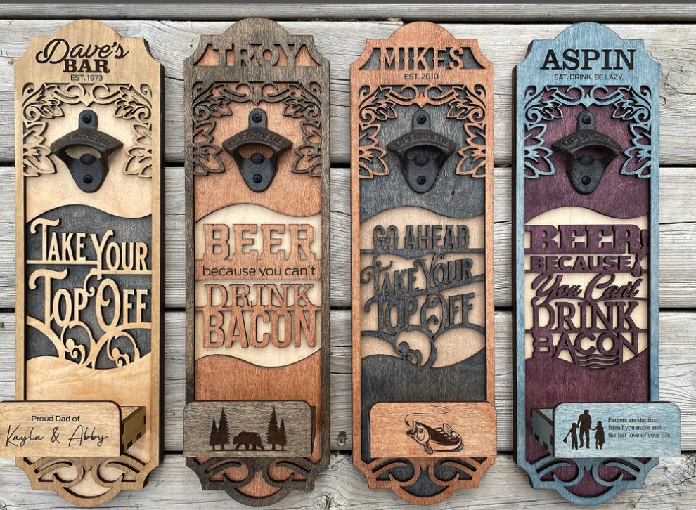 Wooden Bottle Cap Opener With Custom Design