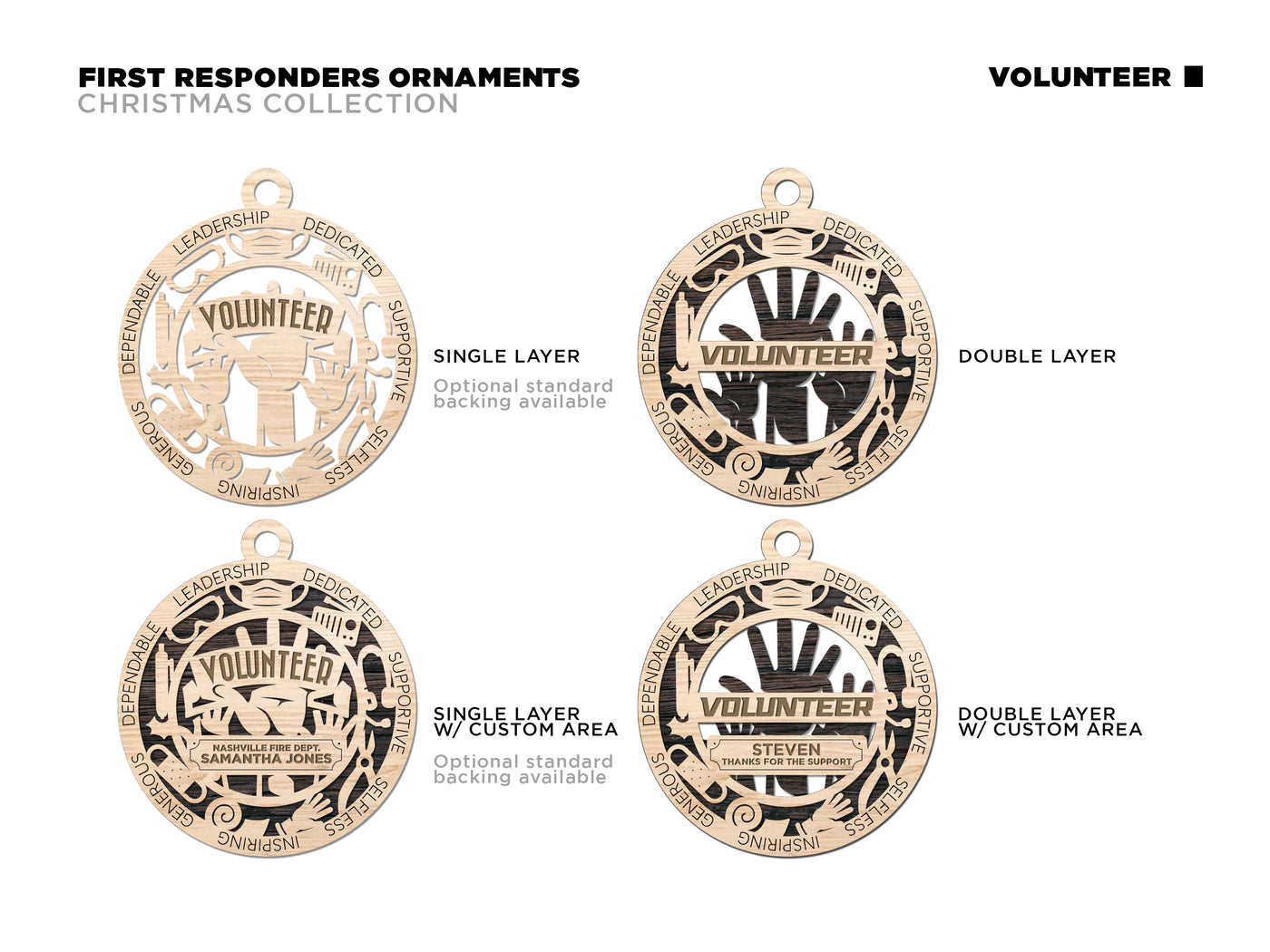 Volunteer Custom First Responder Ornaments