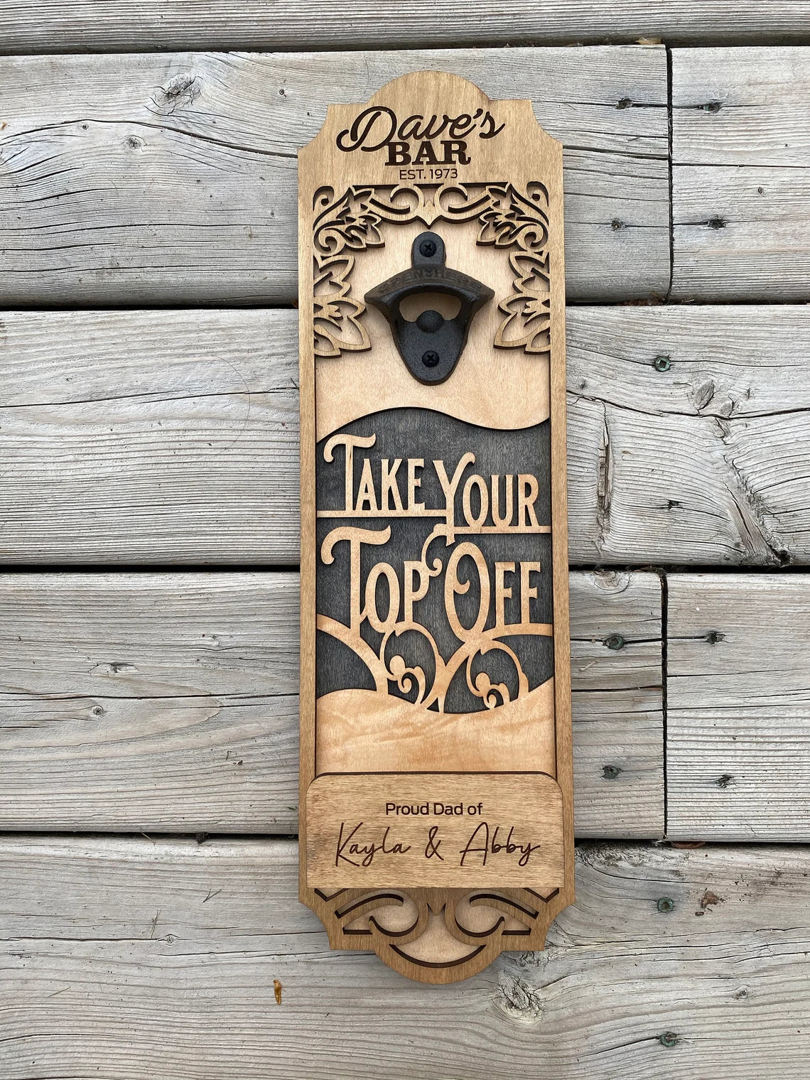 Wooden Bottle Cap Opener With Custom Design