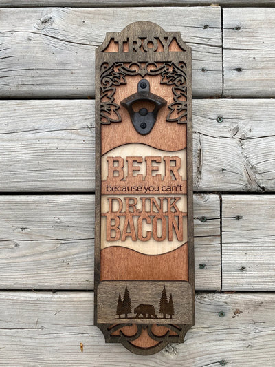 Wooden Bottle Cap Opener With Custom Design