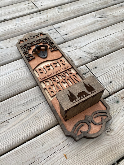 Wooden Bottle Cap Opener With Custom Design