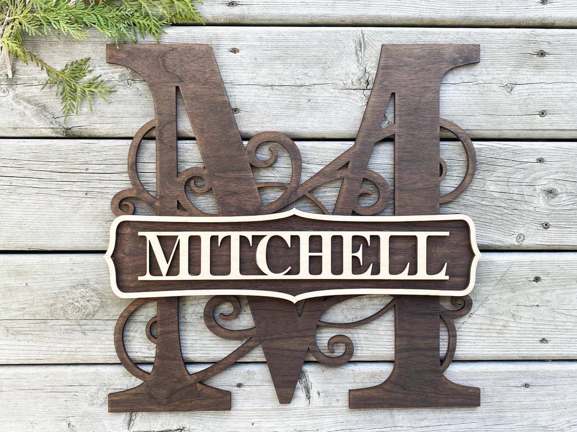 Initial Letter Home Sign 18x18 Inch